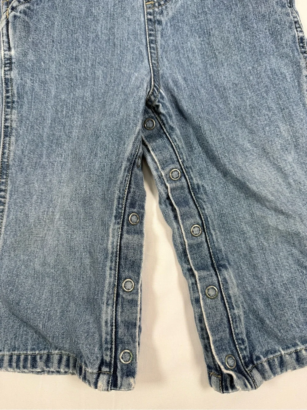 VINTAGE OLD NAVY Baby Denim Overalls 18-24M 2000 Y2K Wide Leg Workwear Western